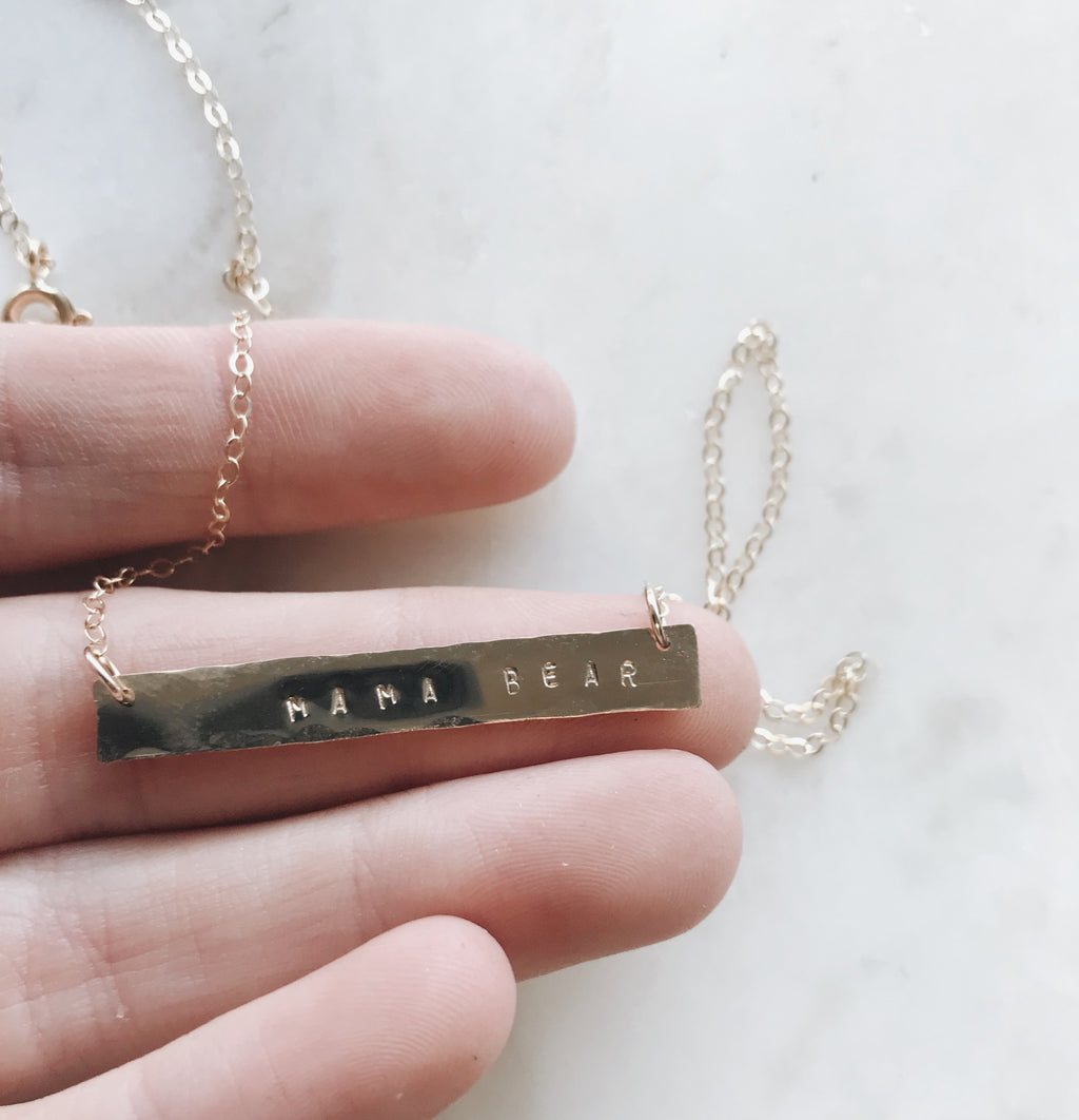 Handmade Custom Stamped Bar Necklace