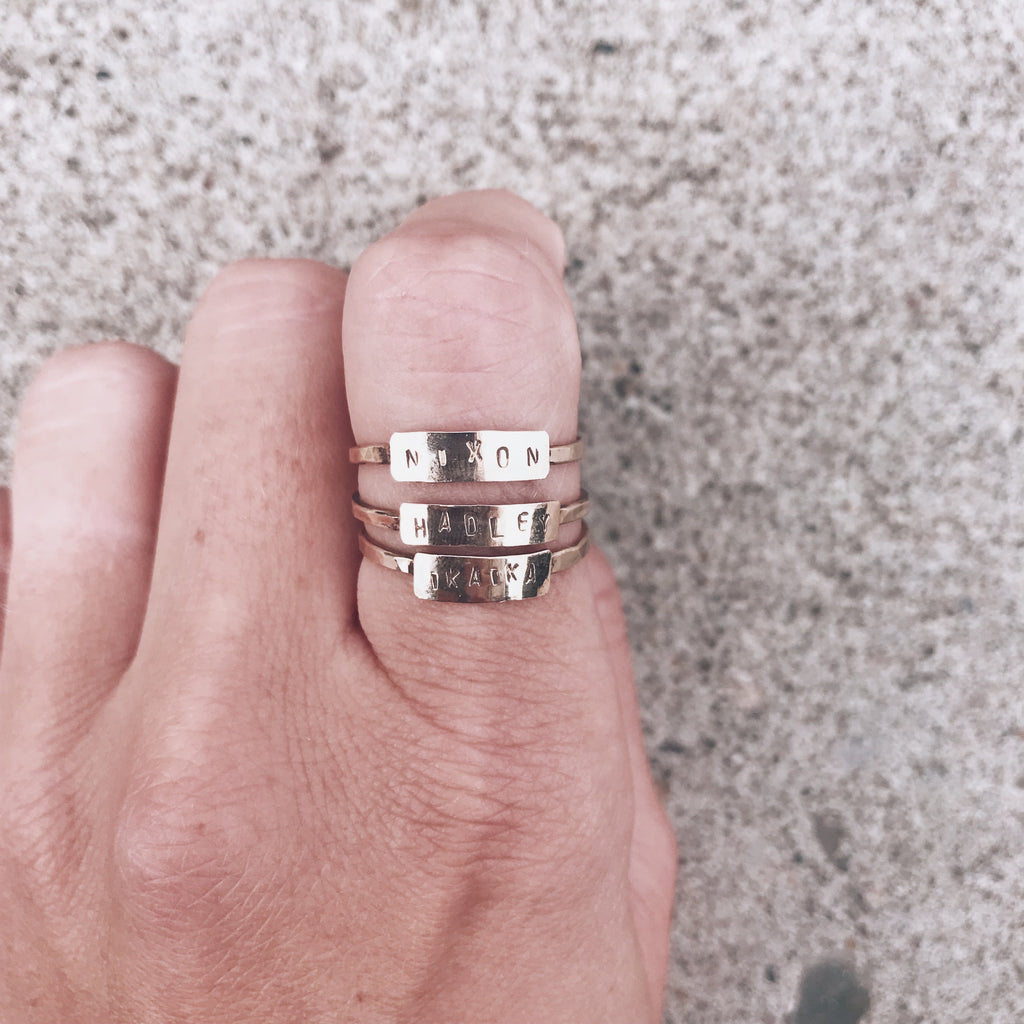 Handmade Handstamped Custom Words Boho Ring